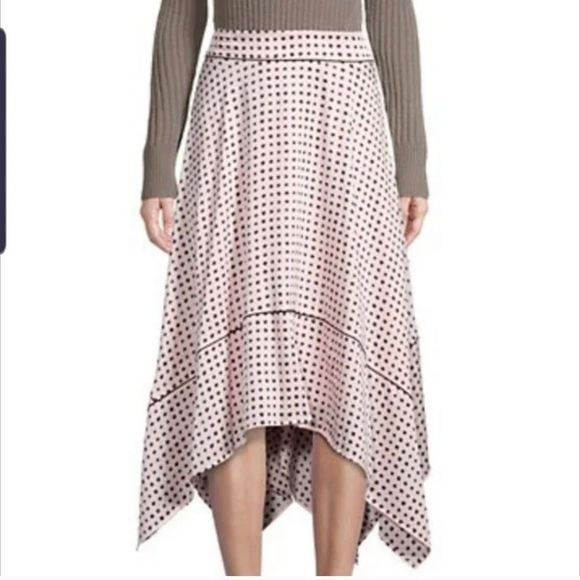 Donna Karan Pink With Black Dots High Low Skirt - Picture 1 of 8